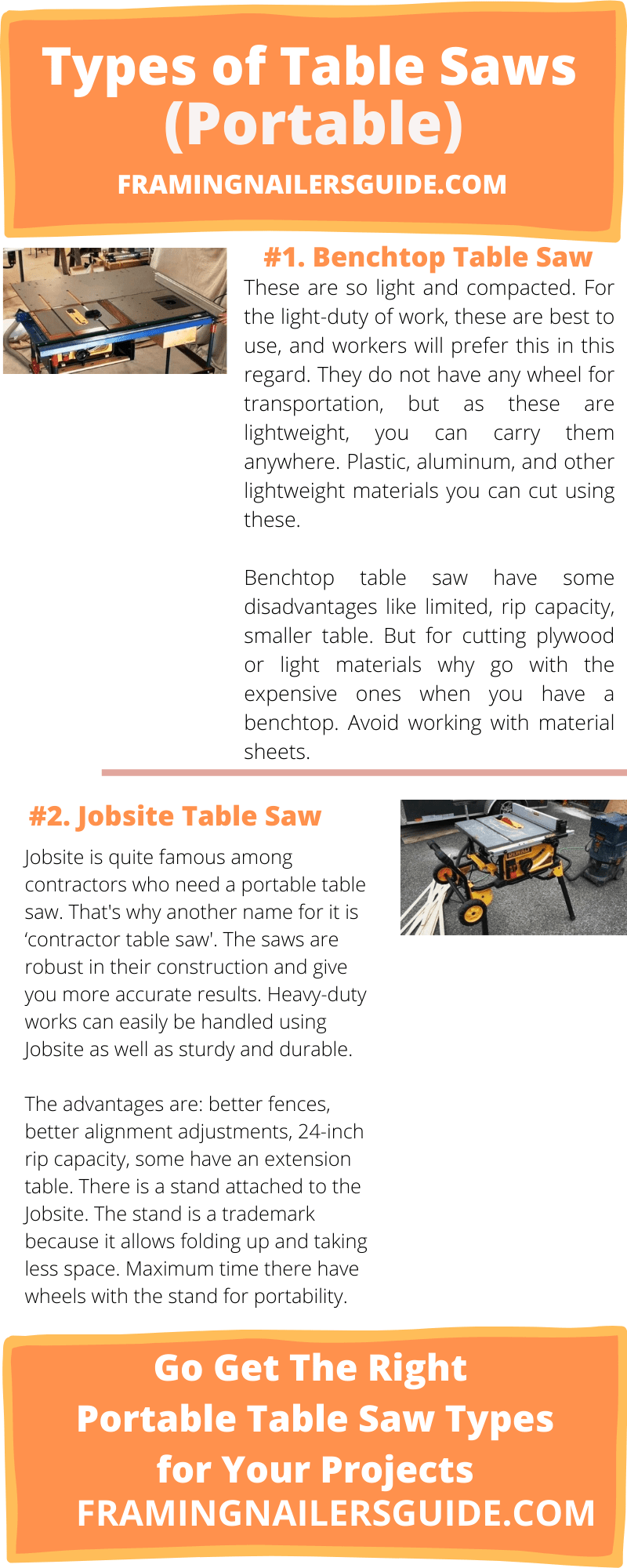 portable types of table saws