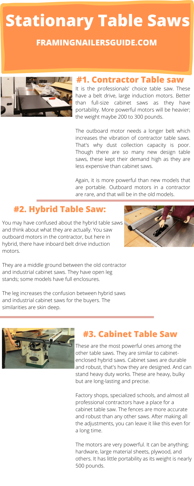 stationery table saws