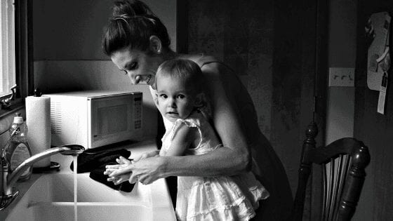 children in kitchen