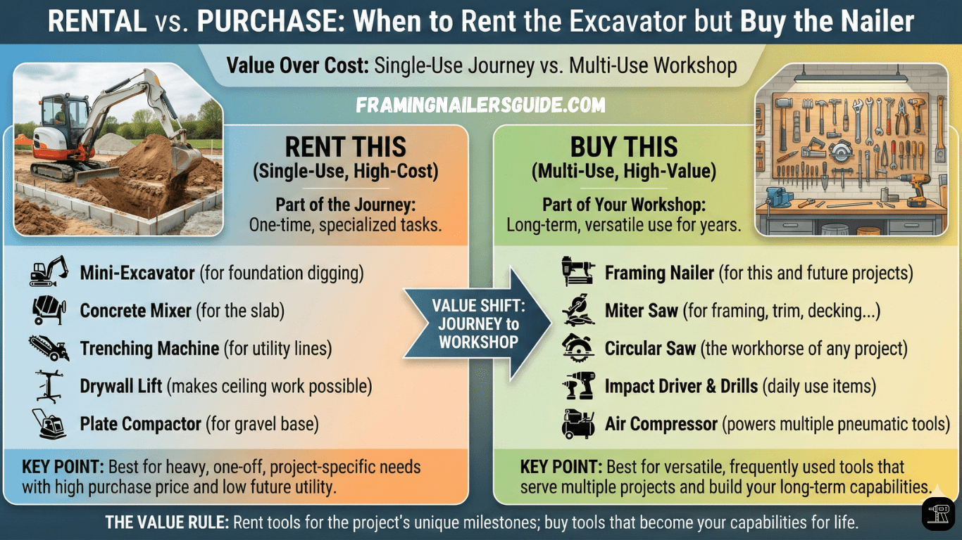When to Rent the Excavator but Buy the Nailer