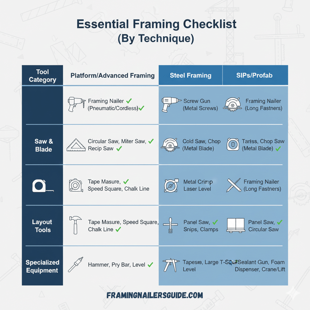 Tools and Equipment for Different Framing Techniques